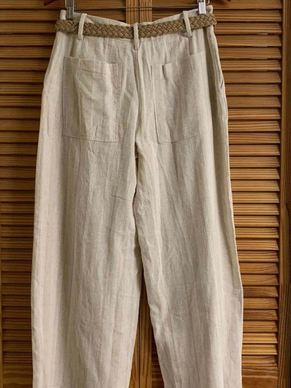 ZARA WOMENS STRIPED WIDE LEG PANTS WITH BELT STRIPED/4387/057 Sz M